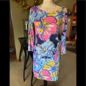 Lilly Pulitzer Marlowe Dress in Bright Navy Pop Up Big Flirt -blue/pink floral